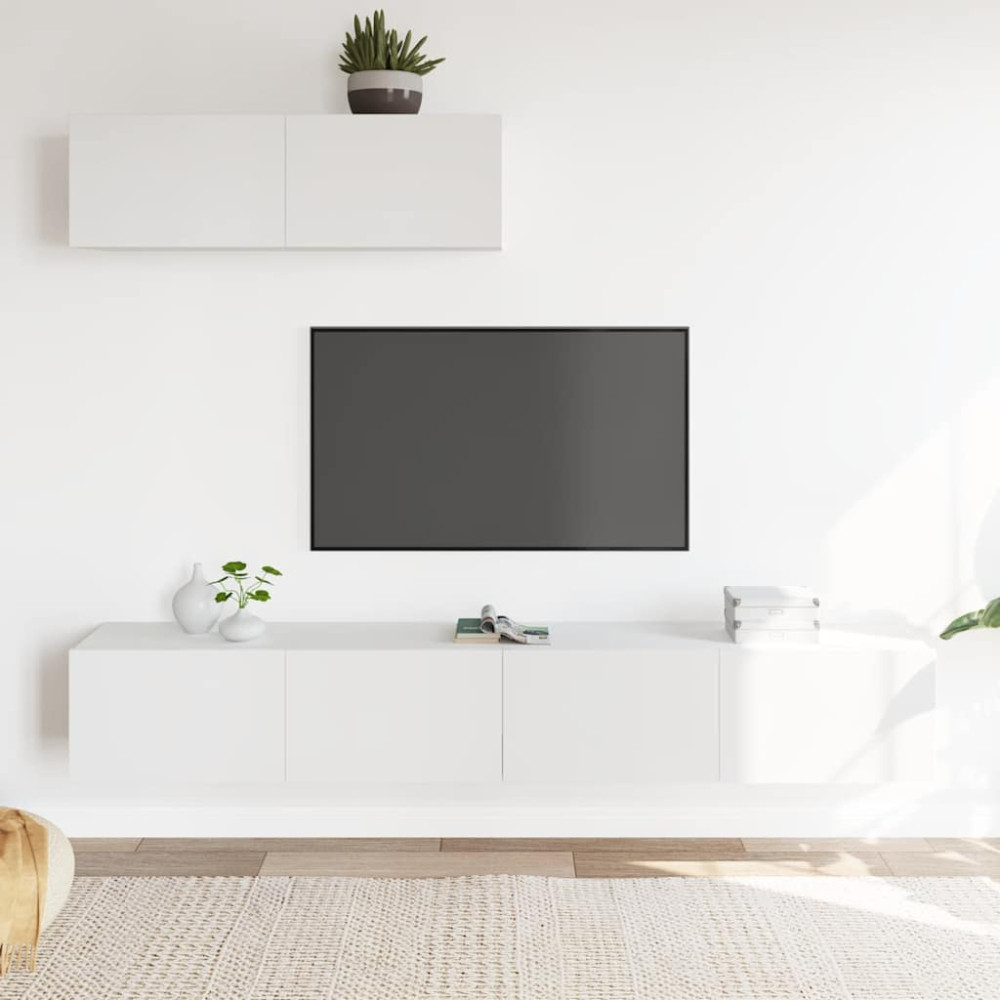 Produktbild för Tv-skåp 3 delar vit konstruerat trä