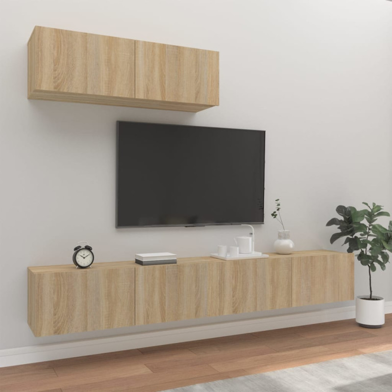 Produktbild för Tv-skåp 3 delar sonoma-ek konstruerat trä