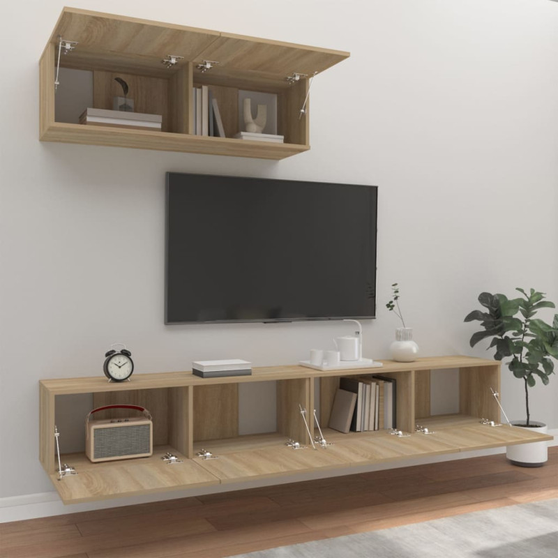 Produktbild för Tv-skåp 3 delar sonoma-ek konstruerat trä