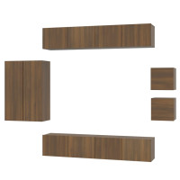 Produktbild för Tv-skåp 8 delar brun ek konstruerat trä