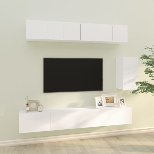 vidaXL Tv-skåp 6 delar vit konstruerat trä