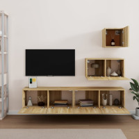Produktbild för Tv-skåp 4 delar sonoma-ek konstruerat trä