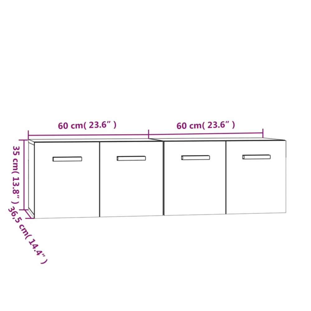Produktbild för Väggskåp 2 st sonoma-ek 60x36,5x35 cm konstruerat trä