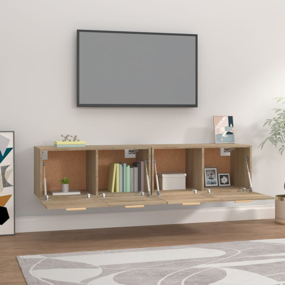 Produktbild för Väggskåp 2 st sonoma-ek 80x35x36,5 cm konstruerat trä