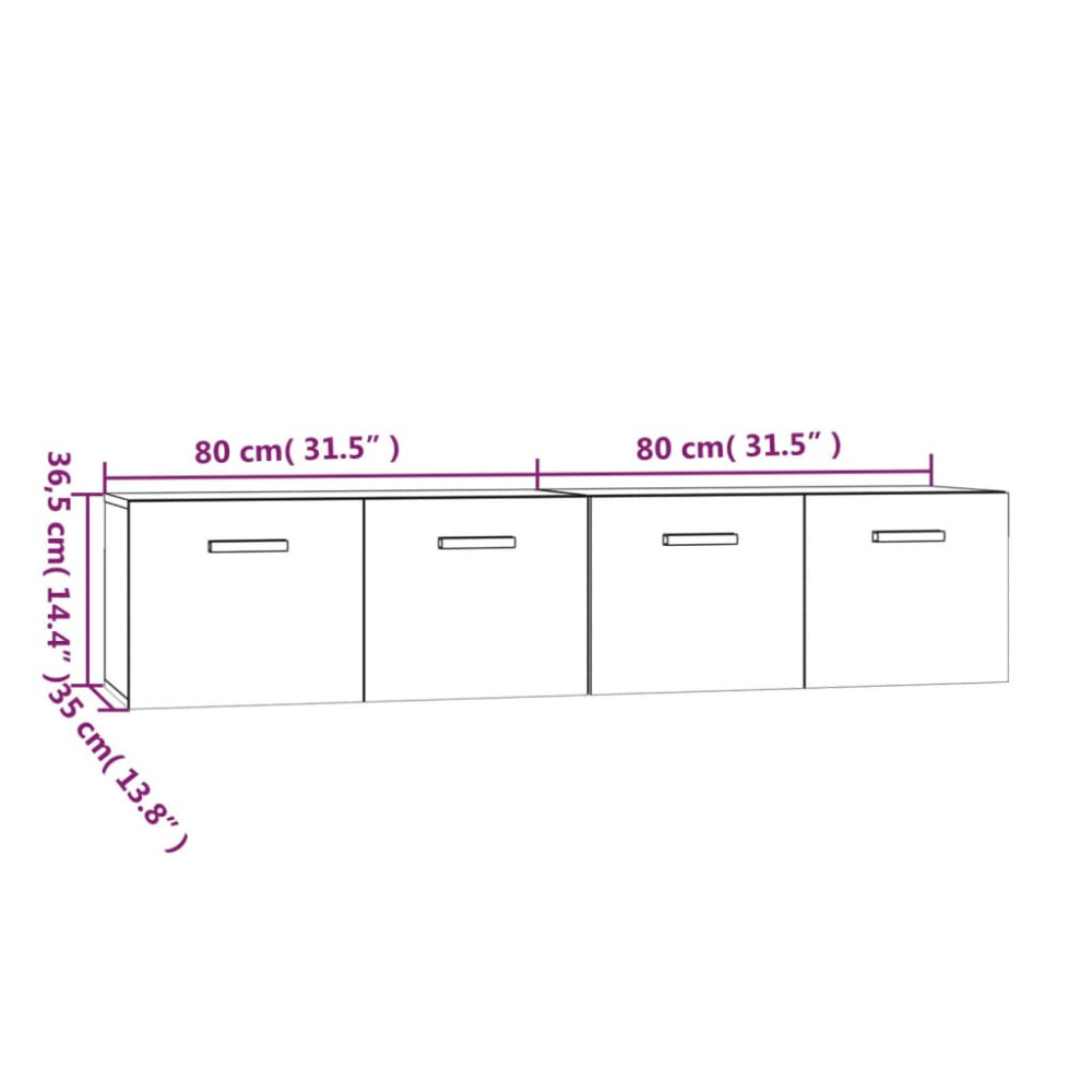 Produktbild för Väggskåp 2 st sonoma-ek 80x35x36,5 cm konstruerat trä