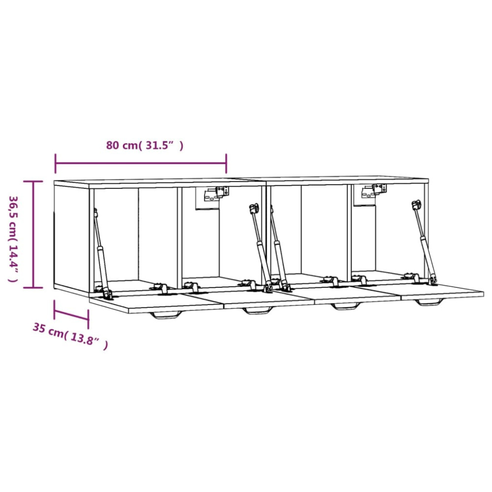 Produktbild för Väggskåp 2 st sonoma-ek 80x35x36,5 cm konstruerat trä