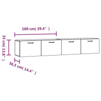 Produktbild för Väggskåp 2 st betonggrå 100x36,5x35 cm konstruerat trä