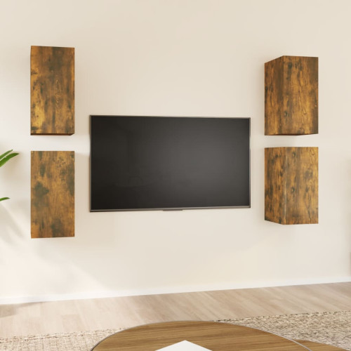 vidaXL Tv-skåp 4 st rökfärgad ek 30,5x30x60 cm konstruerat trä