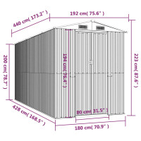 Produktbild för Trädgårdsskjul ljusgrå 192x440x223 cm galvaniserat stål