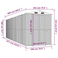 Produktbild för Trädgårdsskjul ljusgrå 192x689x223cm galvaniserat stål