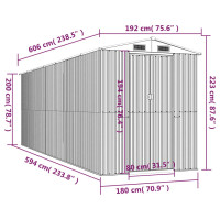 Produktbild för Trädgårdsskjul antracit 192x606x223 cm galvaniserat stål