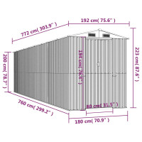 Produktbild för Trädgårdsskjul antracit 192x772x223 cm galvaniserat stål