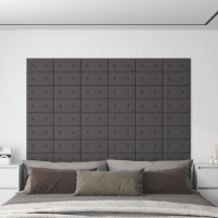 Produktbild för Väggpaneler 12 st grå 30x15 cm konstläder 0,54 m²