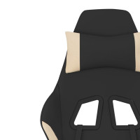 Produktbild för Gamingstol med massage svart och gräddvit tyg