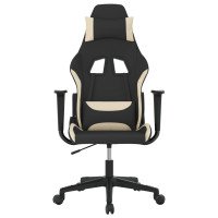 Produktbild för Gamingstol med massage svart och gräddvit tyg
