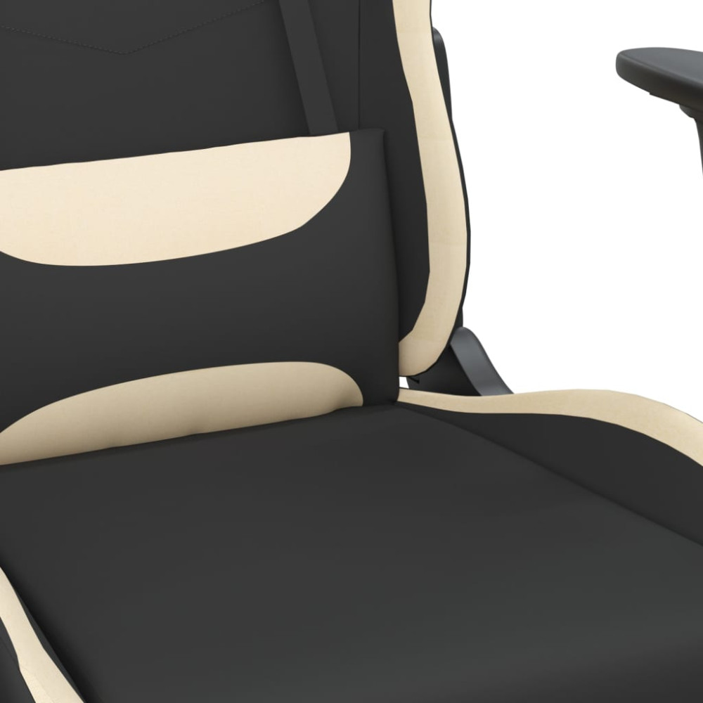 Produktbild för Gamingstol med massage svart och gräddvit tyg