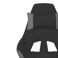 Produktbild för Gamingstol med massage svart och ljusgrå tyg