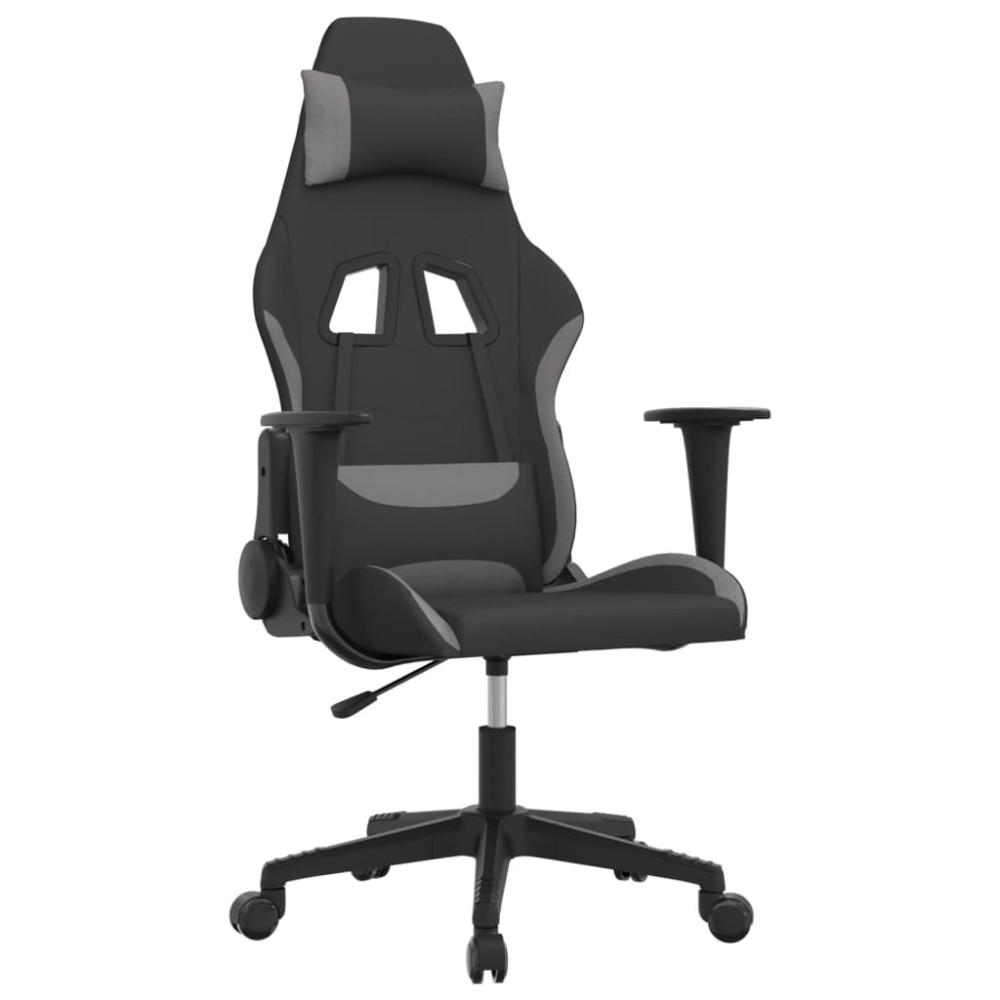Produktbild för Gamingstol med massage svart och ljusgrå tyg