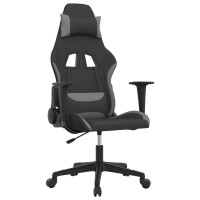 Produktbild för Gamingstol med massage svart och ljusgrå tyg