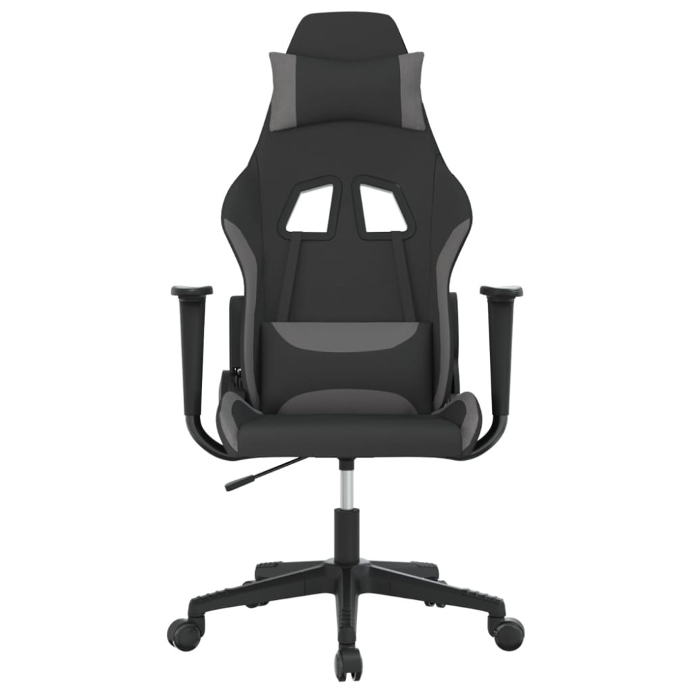 Produktbild för Gamingstol med massage svart och ljusgrå tyg