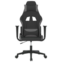 Produktbild för Gamingstol med massage svart och ljusgrå tyg