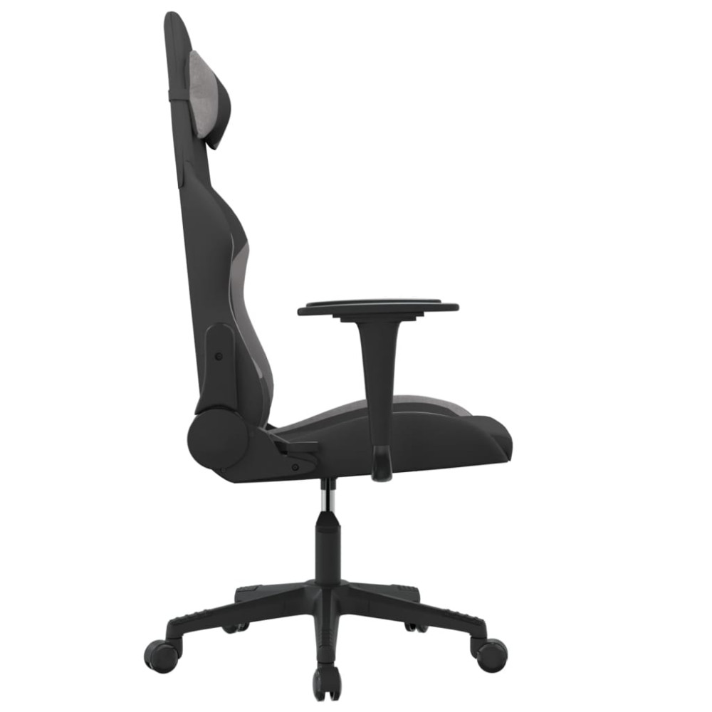 Produktbild för Gamingstol med massage svart och ljusgrå tyg