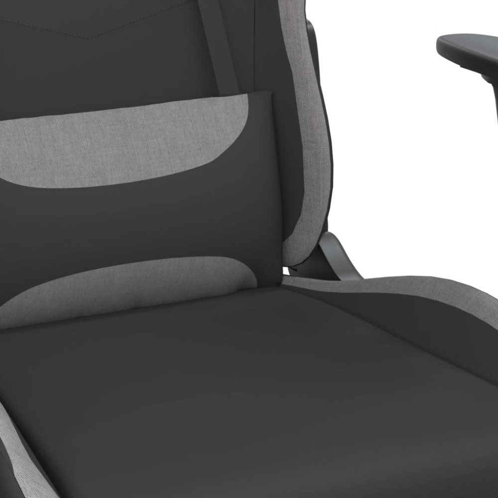 Produktbild för Gamingstol med massage svart och ljusgrå tyg