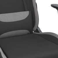 Produktbild för Gamingstol med massage svart och ljusgrå tyg