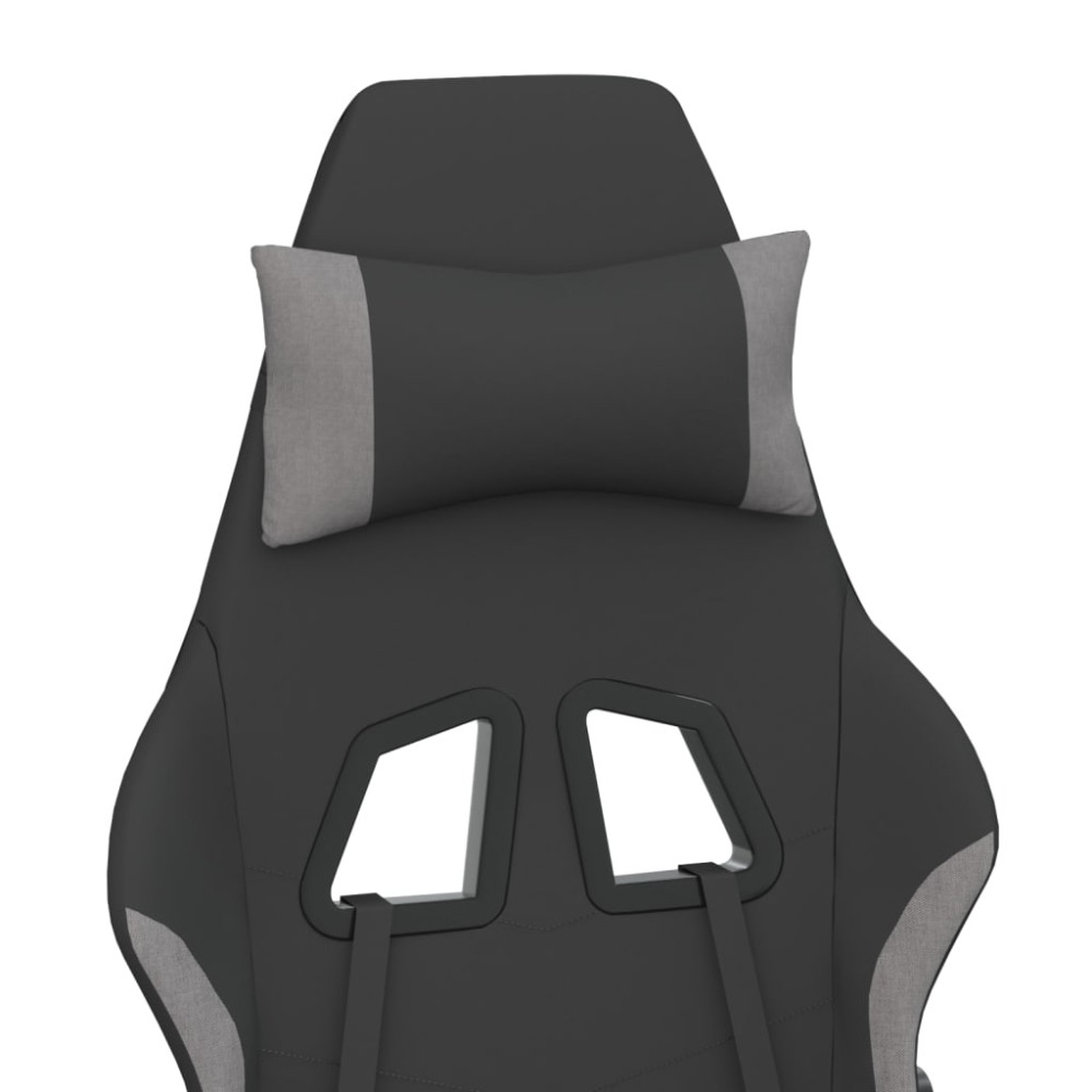 Produktbild för Gamingstol med massage svart och ljusgrå tyg