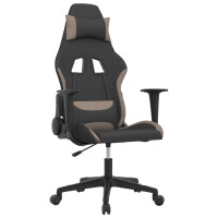 Produktbild för Gamingstol med massage svart och taupe tyg