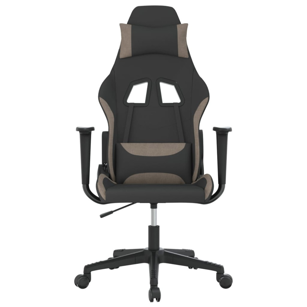 Produktbild för Gamingstol med massage svart och taupe tyg