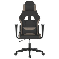Produktbild för Gamingstol med massage svart och taupe tyg