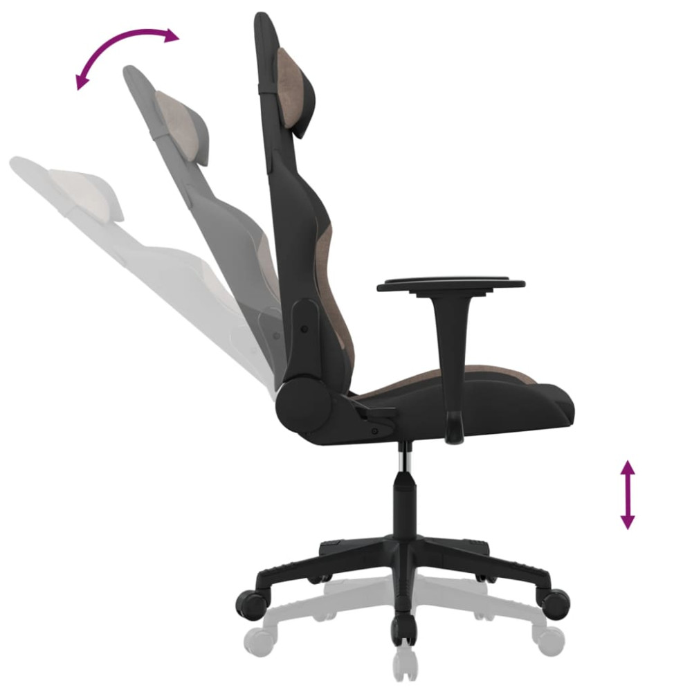 Produktbild för Gamingstol med massage svart och taupe tyg