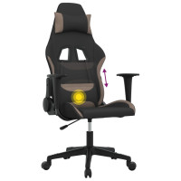 Produktbild för Gamingstol med massage svart och taupe tyg