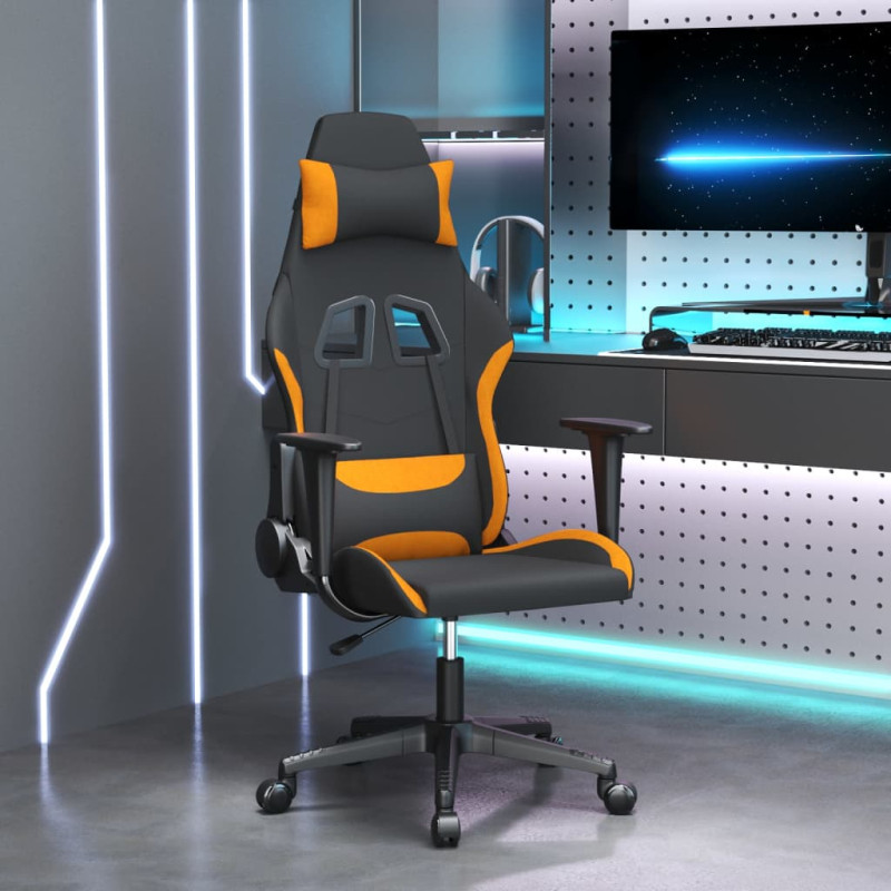 Produktbild för Gamingstol med massage svart och orange tyg