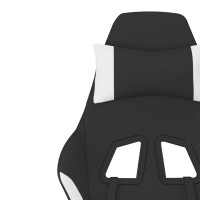 Produktbild för Gamingstol med massage svart och vit tyg