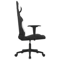 Produktbild för Gamingstol med massage svart och vit tyg
