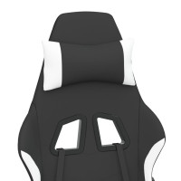 Produktbild för Gamingstol med massage svart och vit tyg
