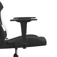 Produktbild för Gamingstol med massage svart och vit tyg