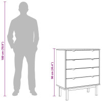 Produktbild för Byrå OTTA brun&grå 76,5x39,5x90cm massiv furu