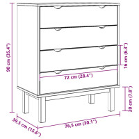 Produktbild för Byrå OTTA brun&vit 76,5x39,5x90cm massiv furu