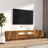 Produktbild för TV-skåp 2 delar med LED rökfärgad ek konstruerat trä