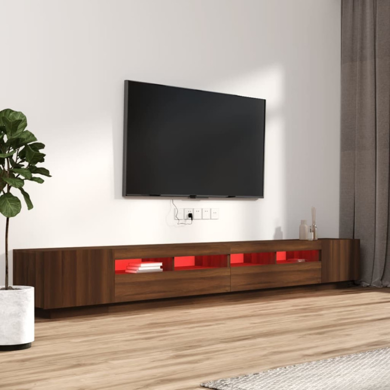 Produktbild för Tv-bänk 3 delar med LED brun ek konstruerat trä