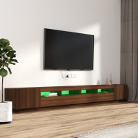 Miniatyr av produktbild för Tv-bänk 3 delar med LED brun ek konstruerat trä