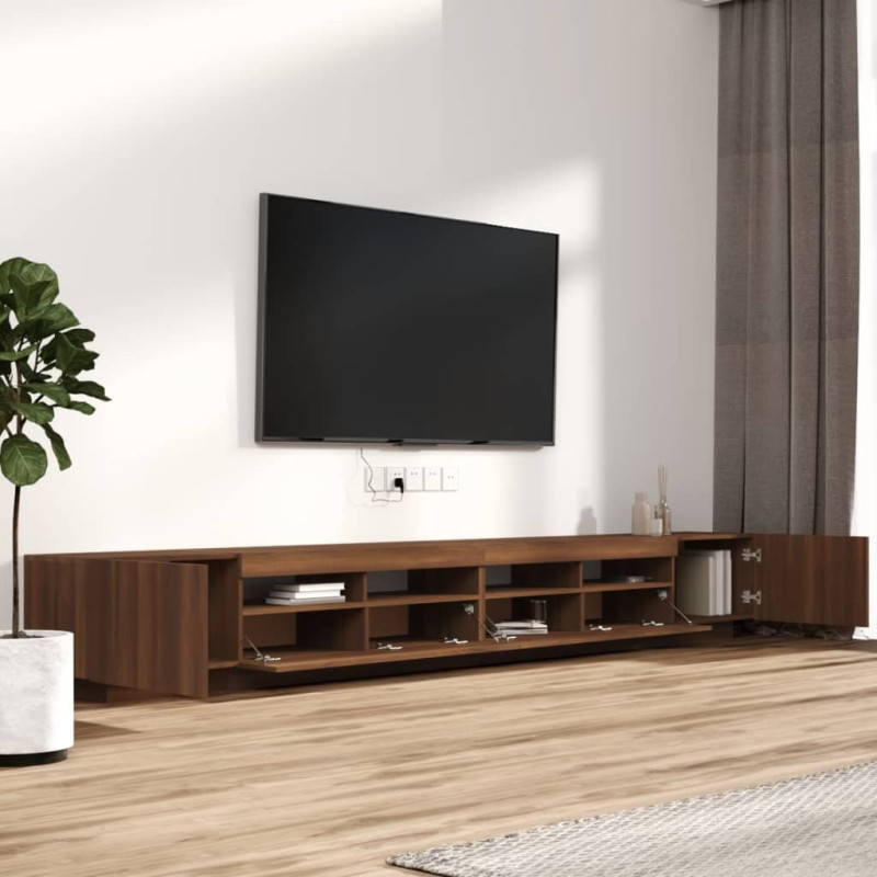 Produktbild för Tv-bänk 3 delar med LED brun ek konstruerat trä