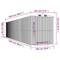 Produktbild för Trädgårdsskjul mörkbrun 192x938x223 cm galvaniserat stål