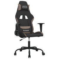 Produktbild för Gamingstol med massage svart och taupe tyg