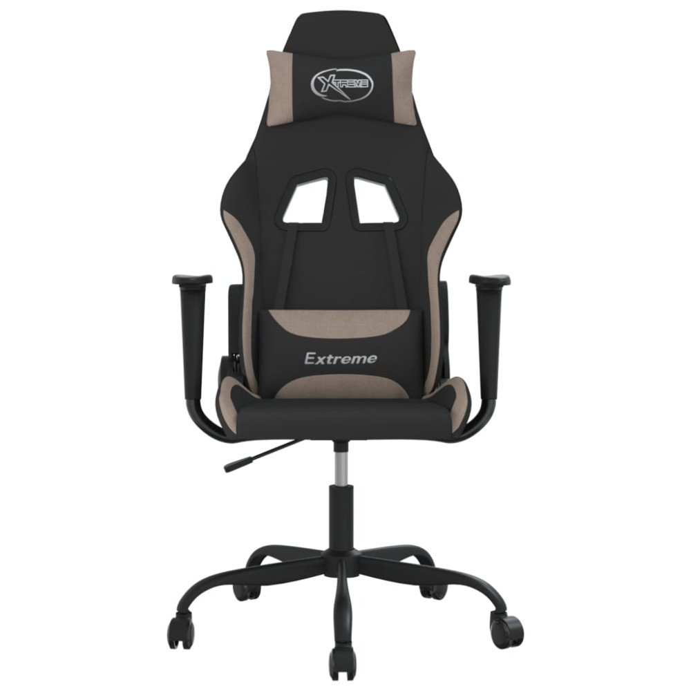 Produktbild för Gamingstol med massage svart och taupe tyg
