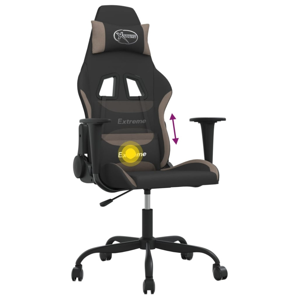 Produktbild för Gamingstol med massage svart och taupe tyg