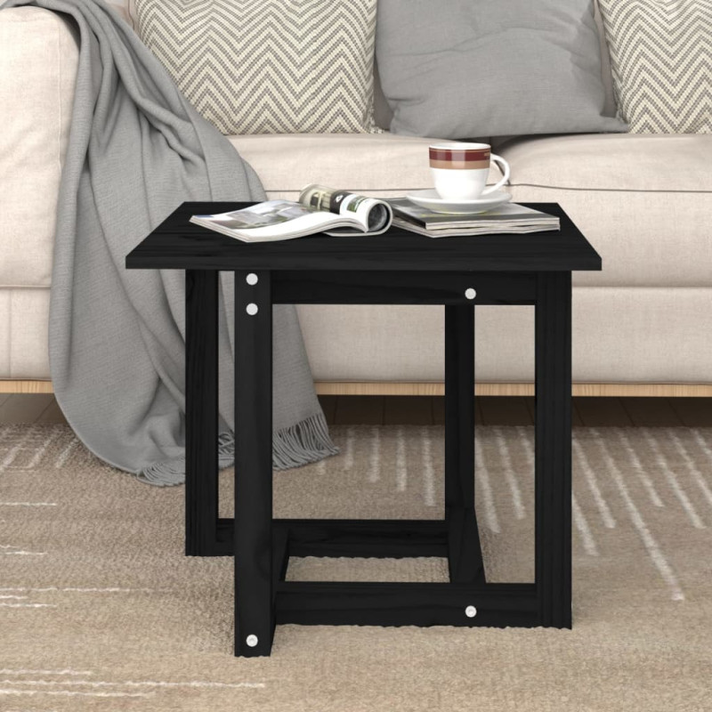 Produktbild för Soffbord svart 50x50x45 cm massivt furu